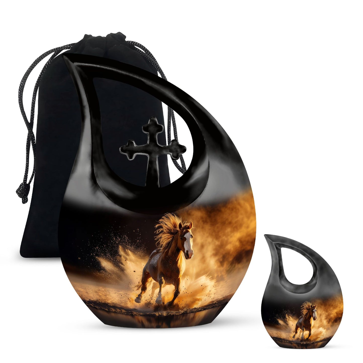 10 inch Horse Urn, Cross Drop design