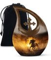 10-inch Horse-themed Cross Drop memorial urn