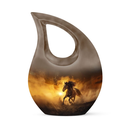 10-inch Horse-themed Cross Drop memorial urn