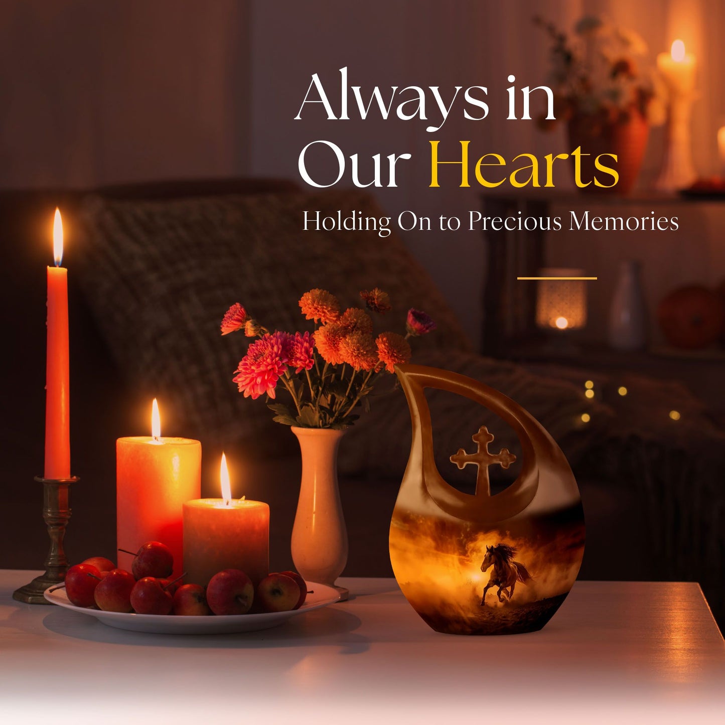 10-inch Horse-themed Cross Drop memorial urn