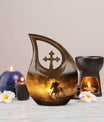 10-inch Horse-themed Cross Drop memorial urn