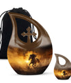 Horse Theme Large Urn With 1 Keepsake Urn