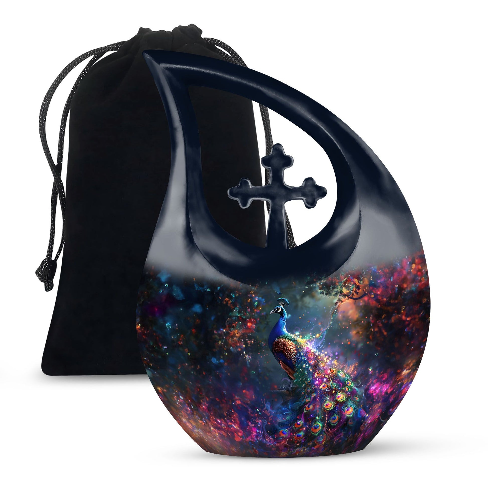 Peacock Theme Large Urn 10 Inch