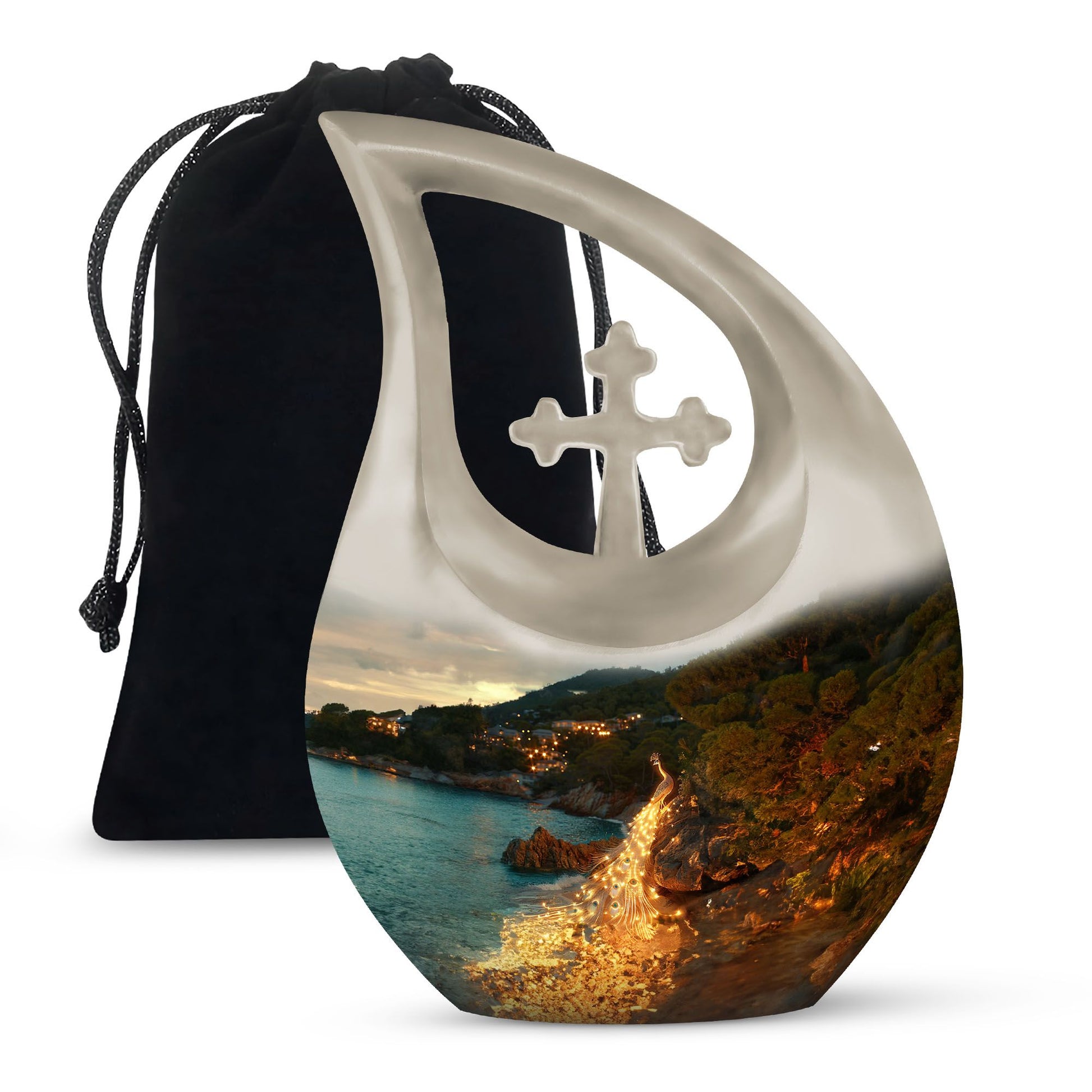 Peacock Theme Large Urn 10 Inch