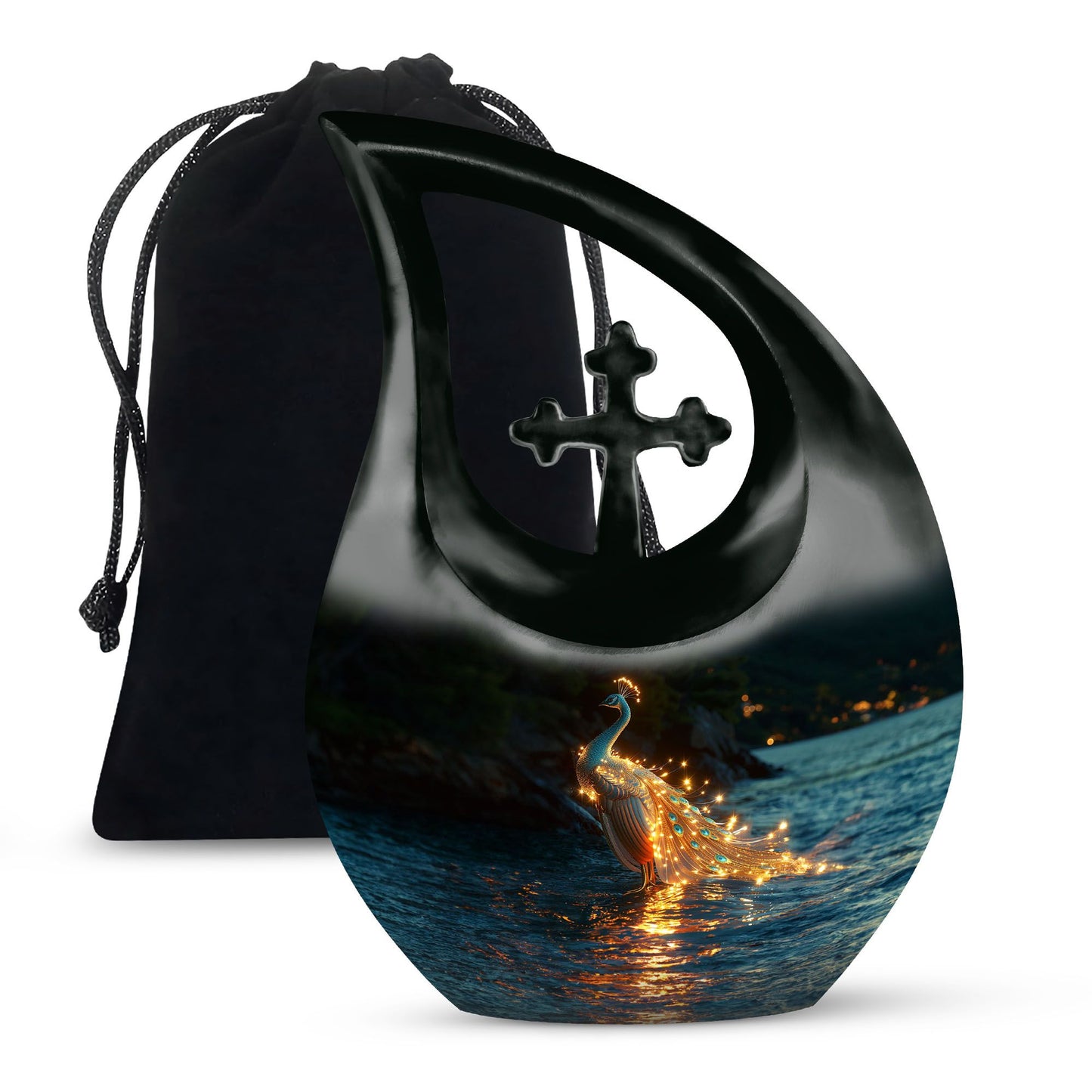 Peacock Theme Large Urn 10 Inch