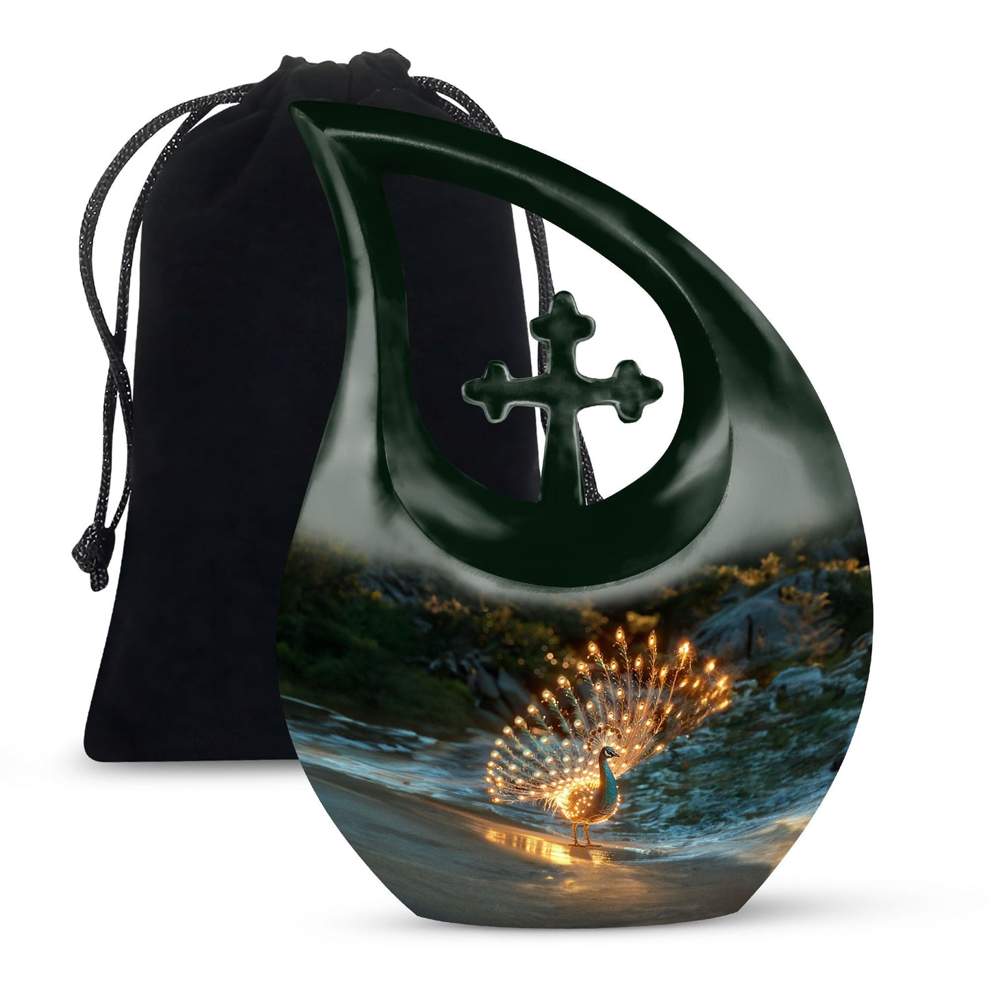 Peacock Theme Large Urn 10 Inch