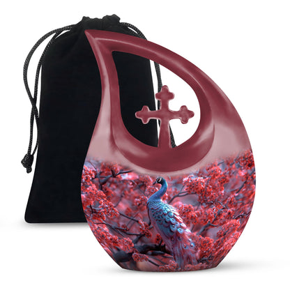 Peacock Theme Large Urn 10 Inch
