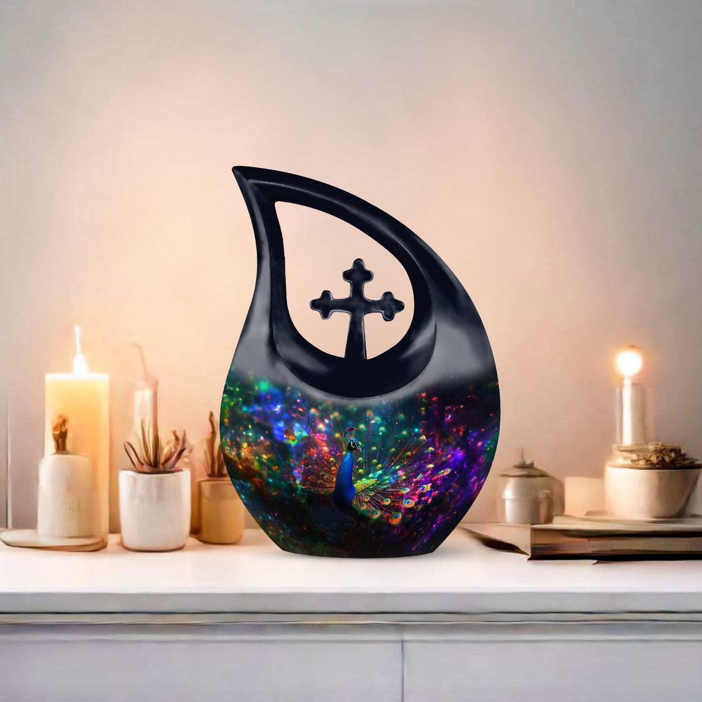 10 Inch Aluminium Peacock Urn 