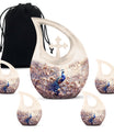 Peacock Theme Large Urn With 4 Keepsake Urn