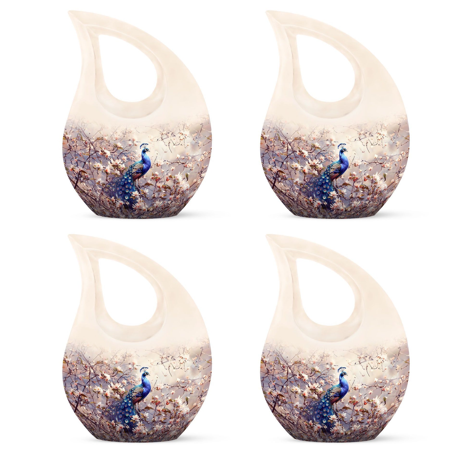 Double peacock urn with cross drop design