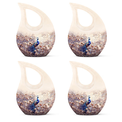 Double peacock urn with cross drop design