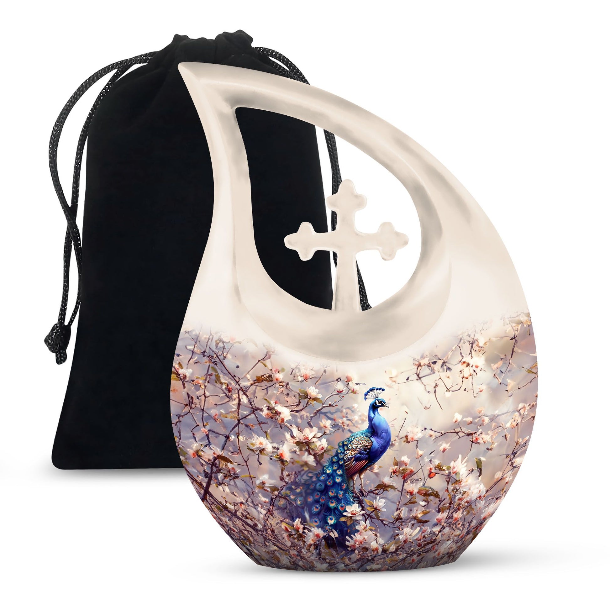 Peacock Theme Large Urn 10 Inch