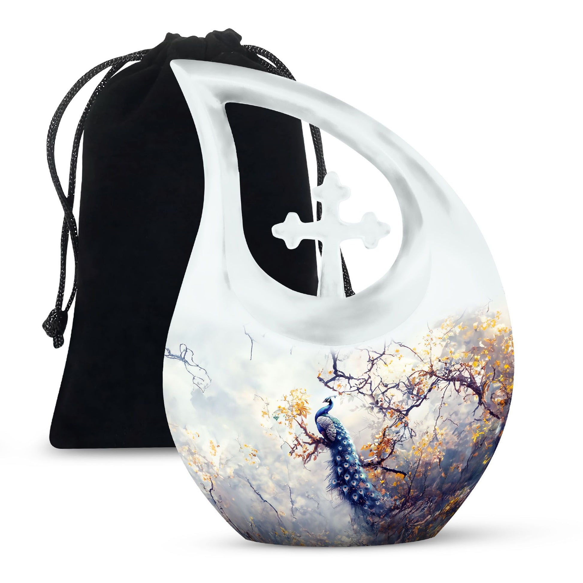 Peacock Theme Large Urn 10 Inch