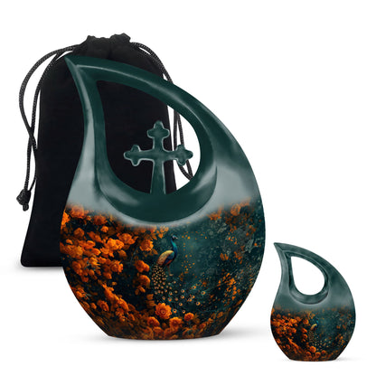 10 inch aluminium Peacock Urn 
