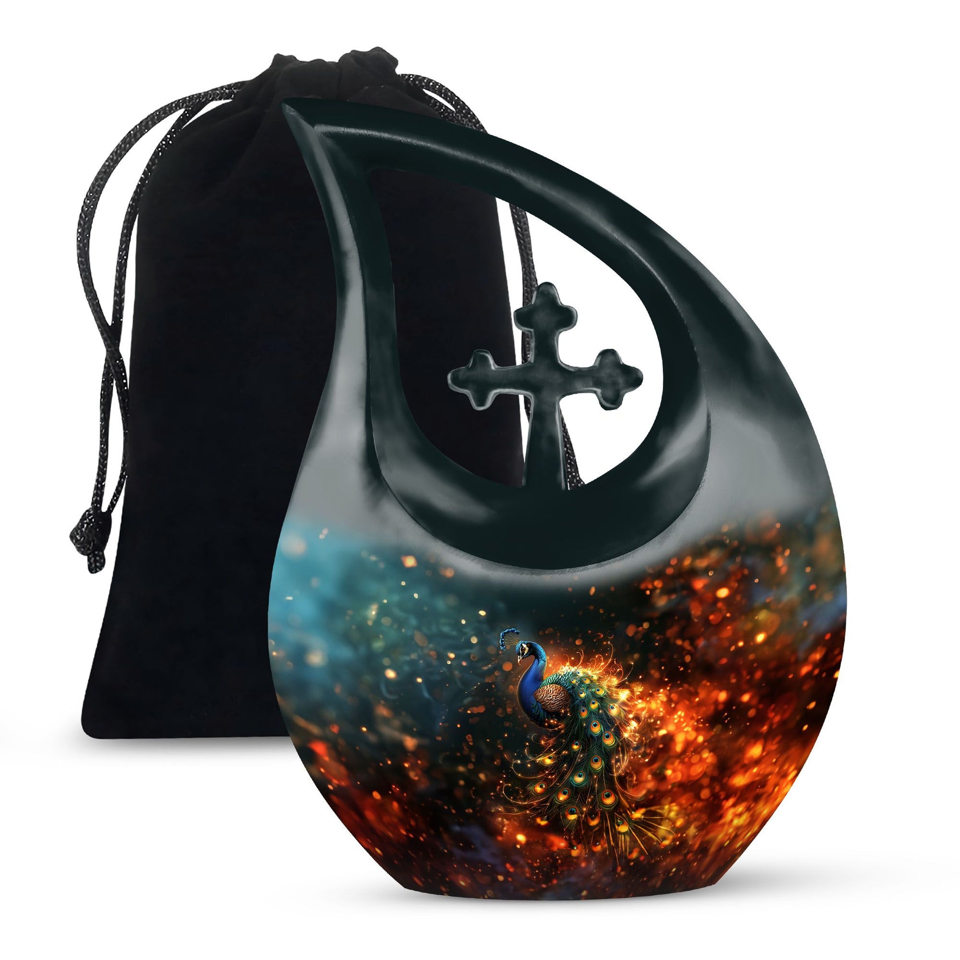 Peacock Theme Large Urn 10 Inch