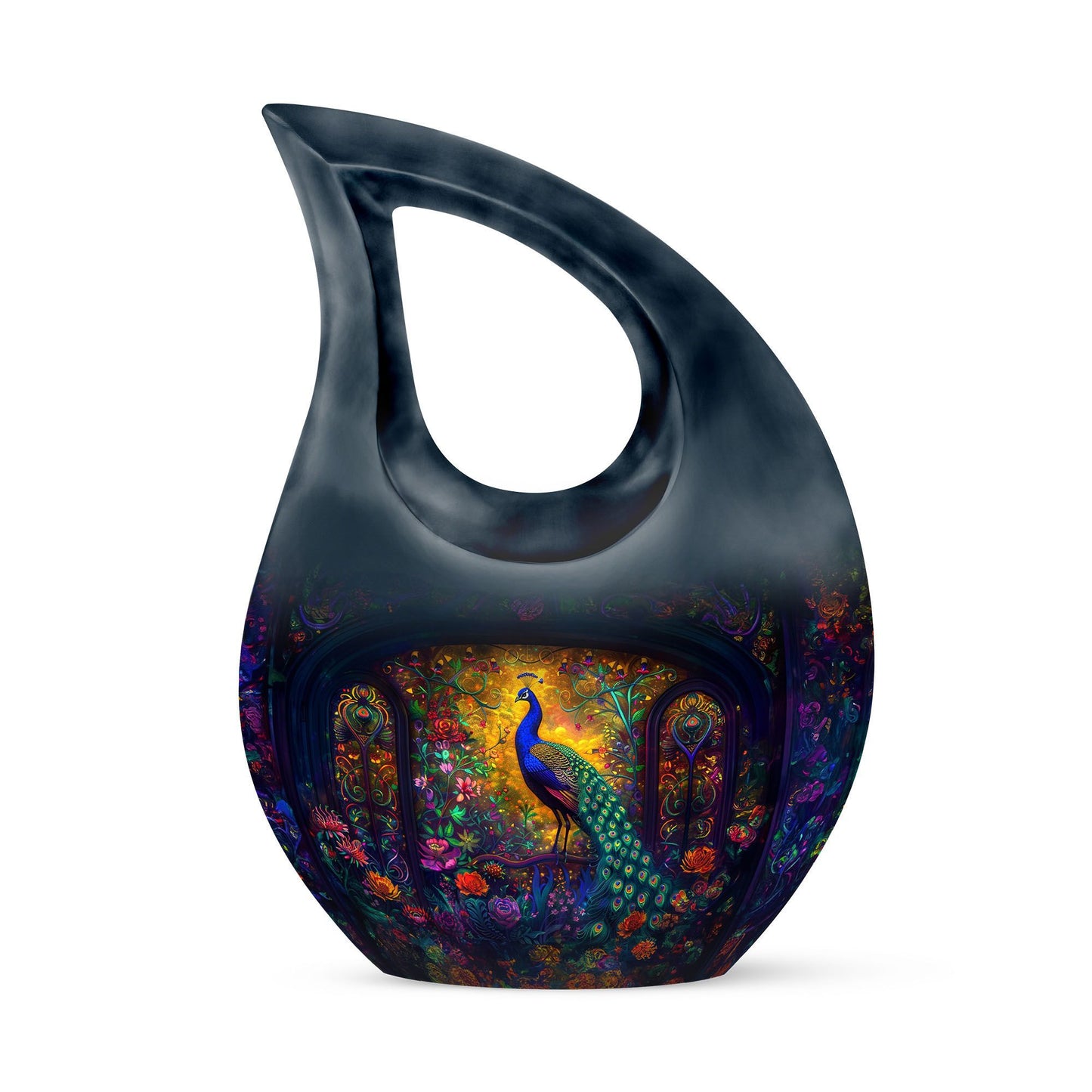 10-inch Peacock theme Cross Drop Cremation Urn