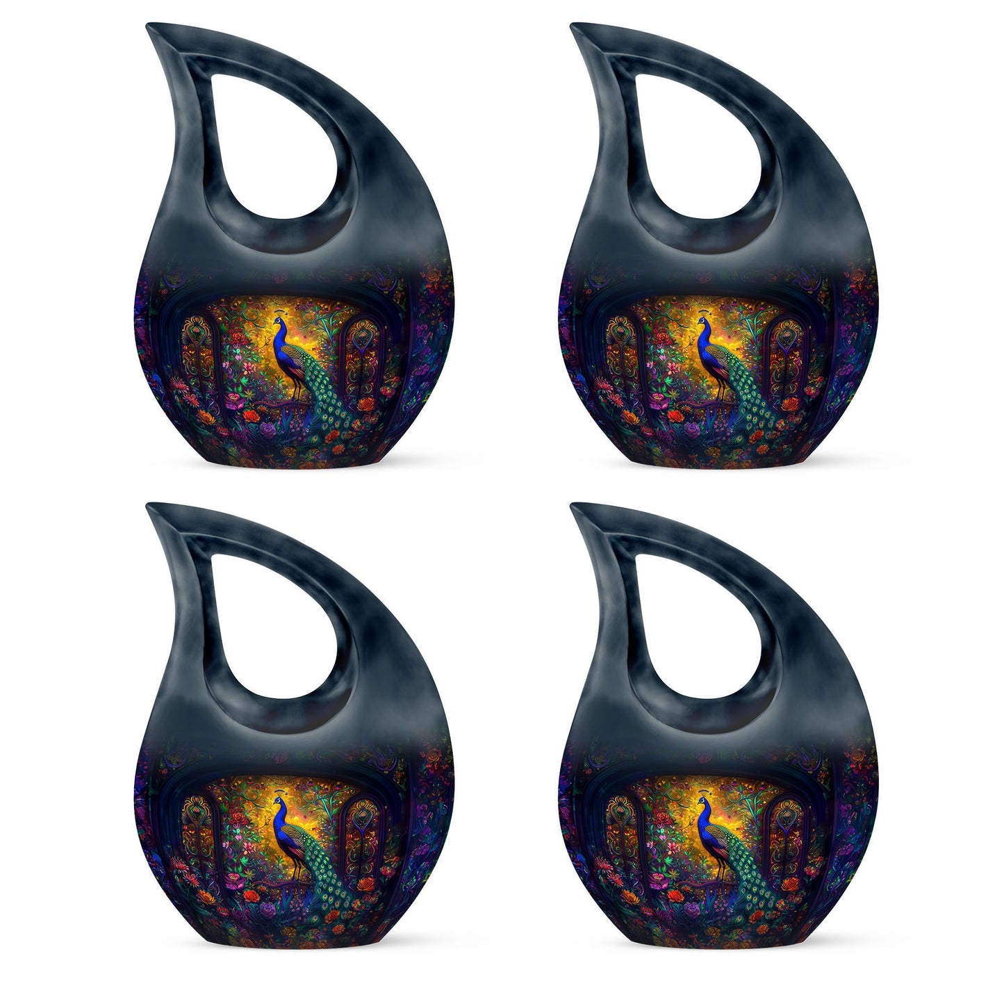10-inch Peacock theme Cross Drop Cremation Urn