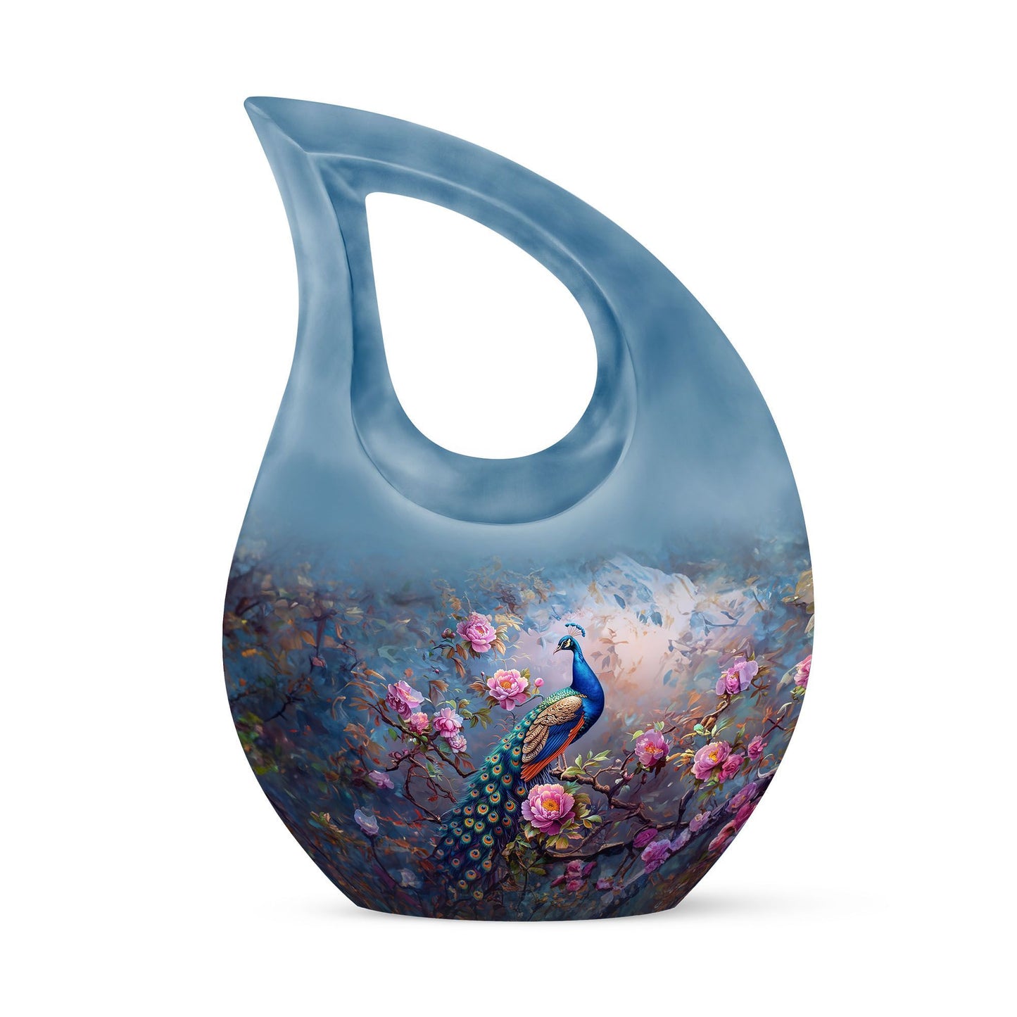 10-inch Peacock Urn with Cross Drop design