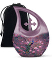 10-inch Pink Peacock Urn with Cross Drop Design,
