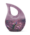 10-inch Pink Peacock Urn with Cross Drop Design,