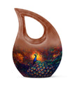 10-inch Large Peacock Urn with Cross Drop design,