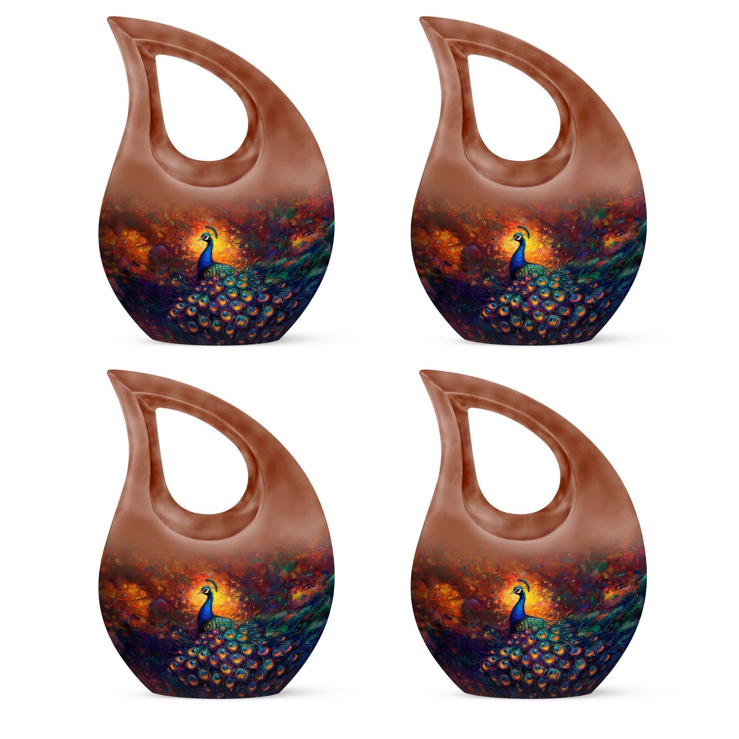 10-inch Large Peacock Urn with Cross Drop design,