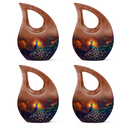 10-inch Large Peacock Urn with Cross Drop design,