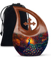 Peacock Memorial Urn - Large Cremation Urn For Human Ashes