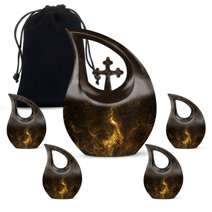 10-inch custom mom peacock urn with cross drop design, 