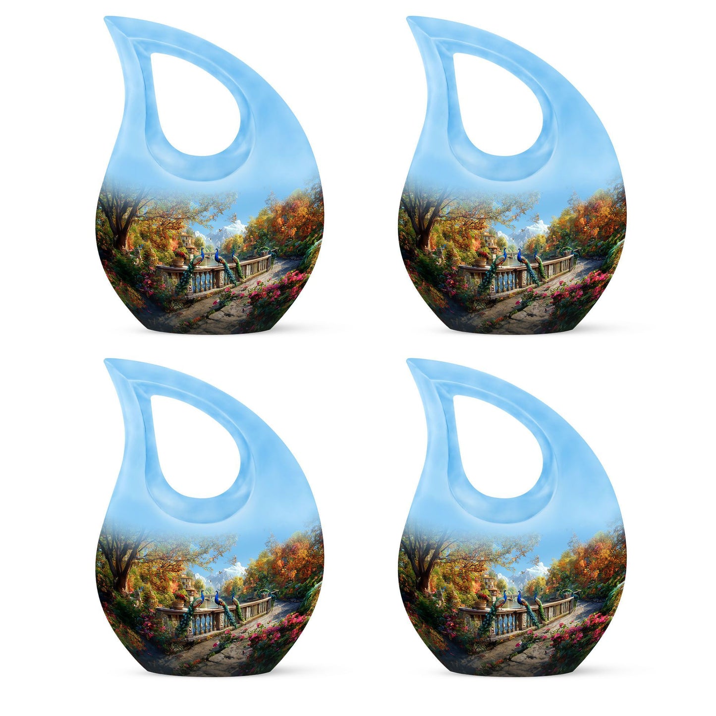 10-inch Aluminium Peacock Urn with Cross Drop design