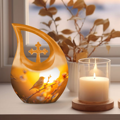 10 inch Sparrow themed Cross Drop design Memorial urn 