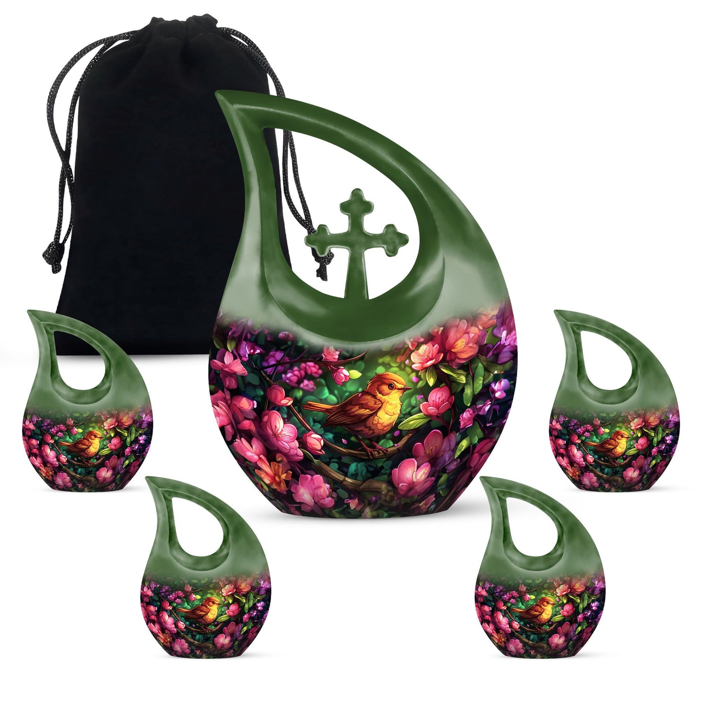 10-Inch Sparrow Urn with Cross Drop Design