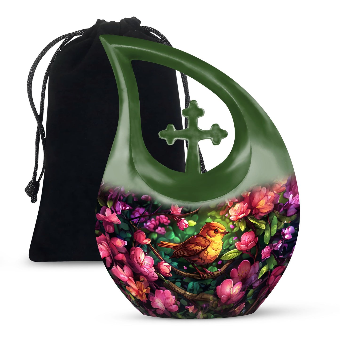 Colorful Personalized Bird Cremation Urn for Adult - 10-inch, 200 cu in - Yatskia