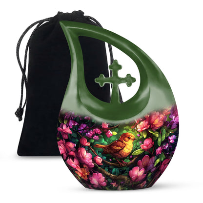 Colorful Personalized Bird Cremation Urn for Adult - 10-inch, 200 cu in - Yatskia