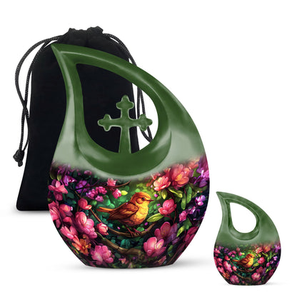 10-Inch Sparrow Urn with Cross Drop Design