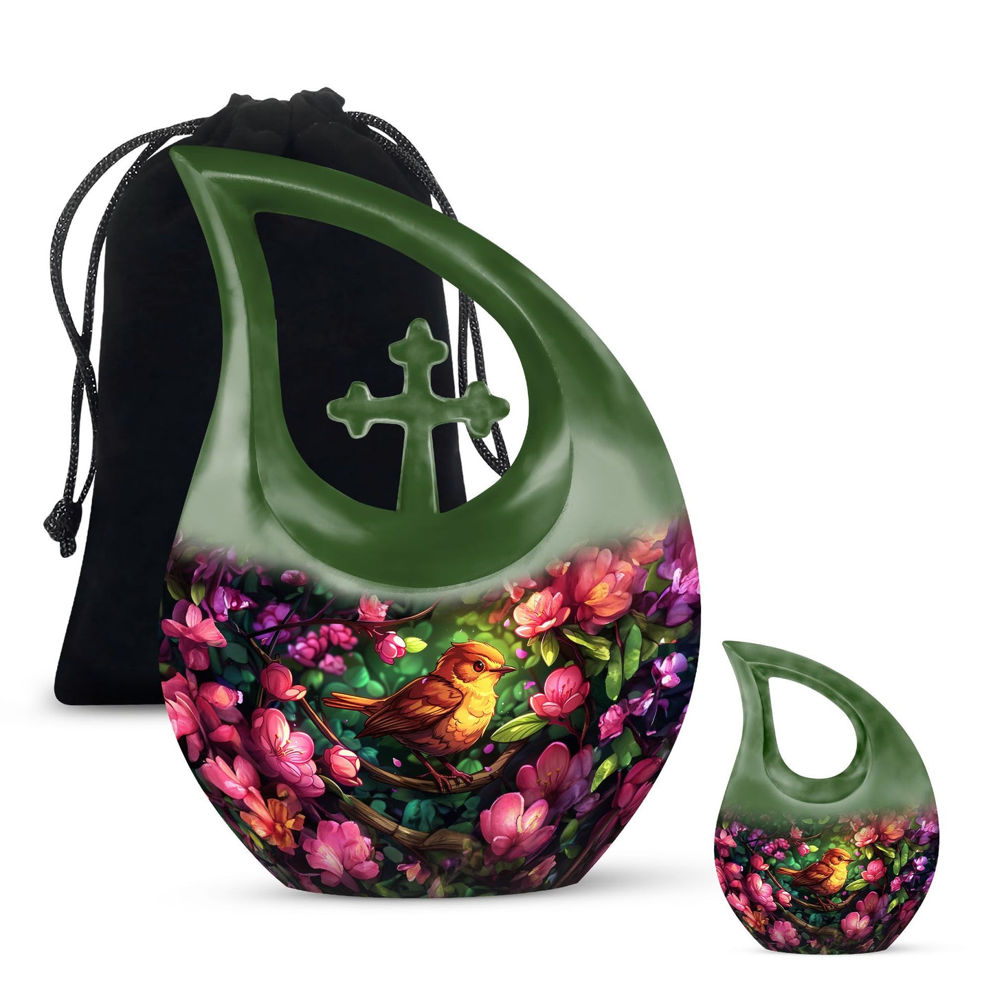 Colorful Personalized Bird Cremation Urn for Adult - 10-inch, 200 cu in - Yatskia