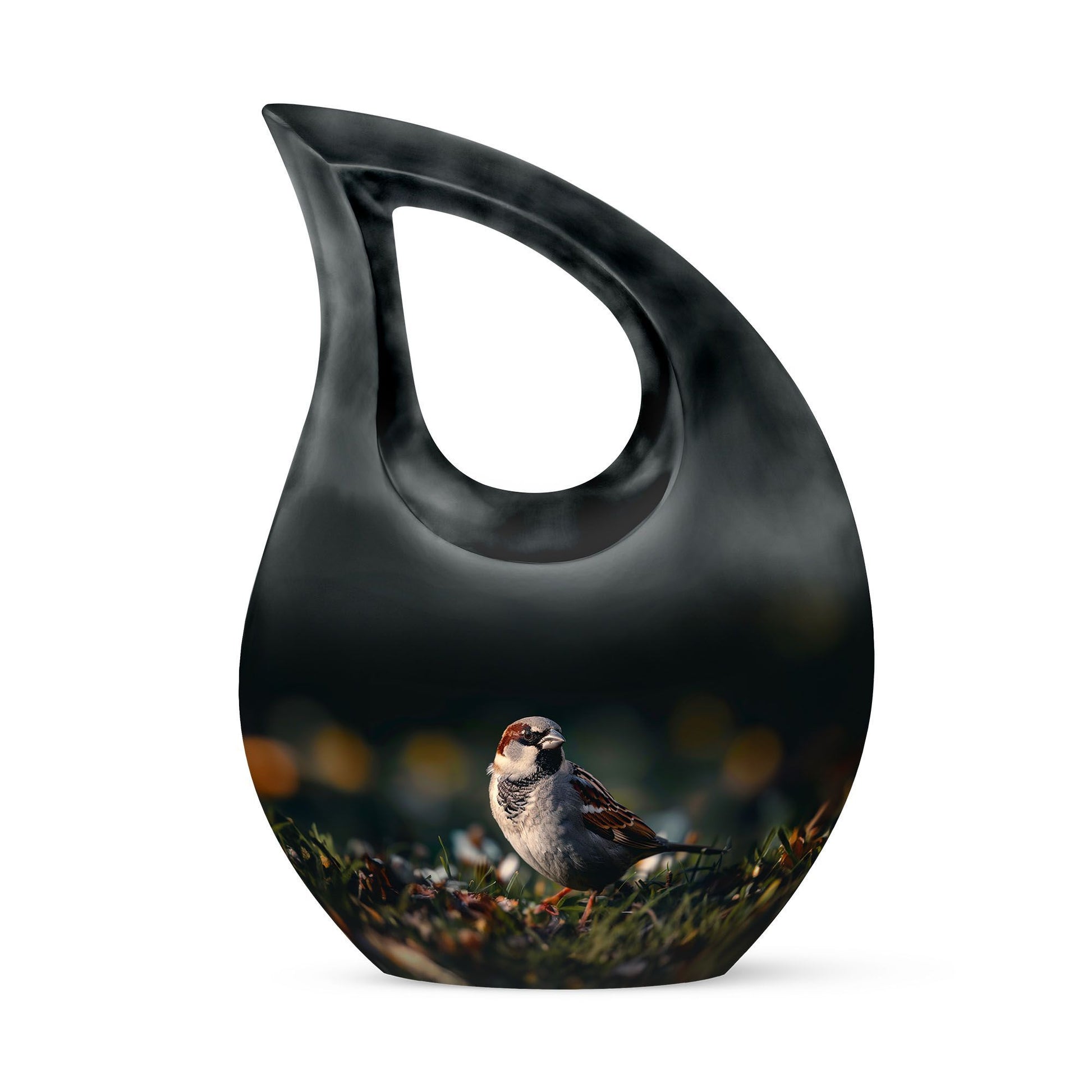 10-inch Sparrow Urn with Cross Drop design, 