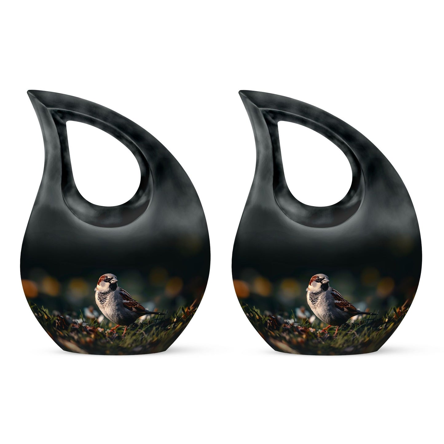 10-inch Sparrow Urn with Cross Drop design, 