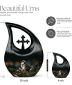 10-inch Sparrow Urn with Cross Drop design, 