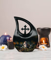 10-inch Sparrow Urn with Cross Drop design, 