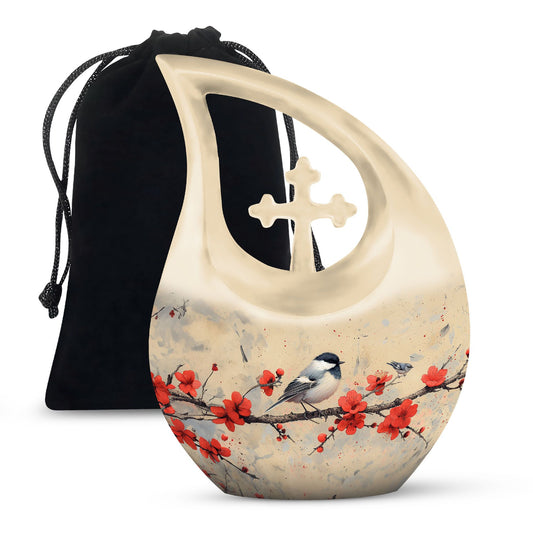 10-inch Sparrow Urn with Cross Drop design