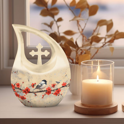 10-inch Sparrow Urn with Cross Drop design