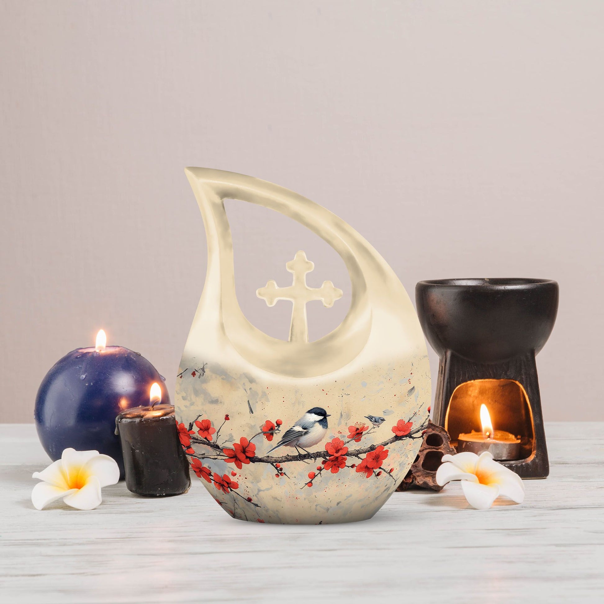 10-inch Sparrow Urn with Cross Drop design