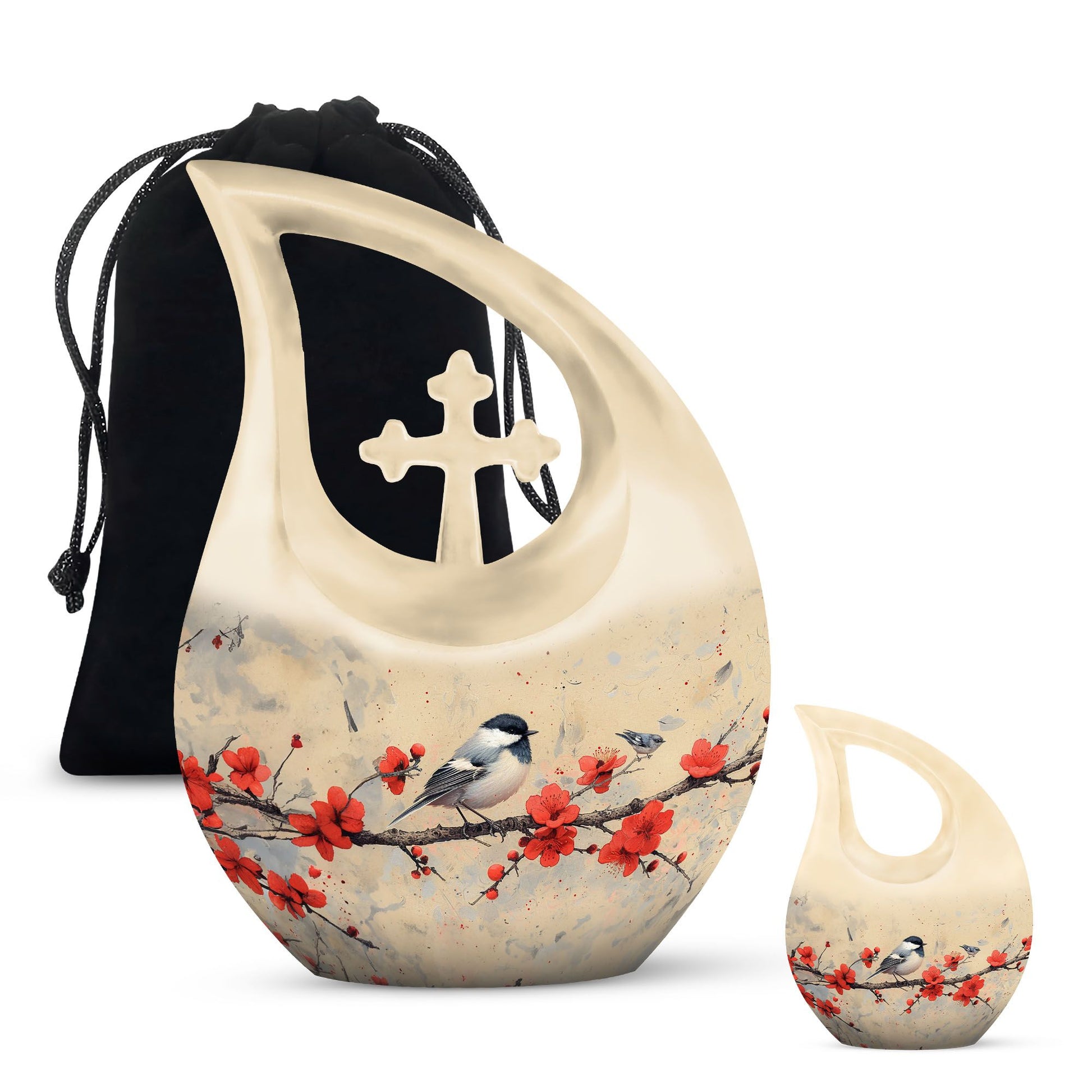 10-inch Sparrow Urn with Cross Drop design