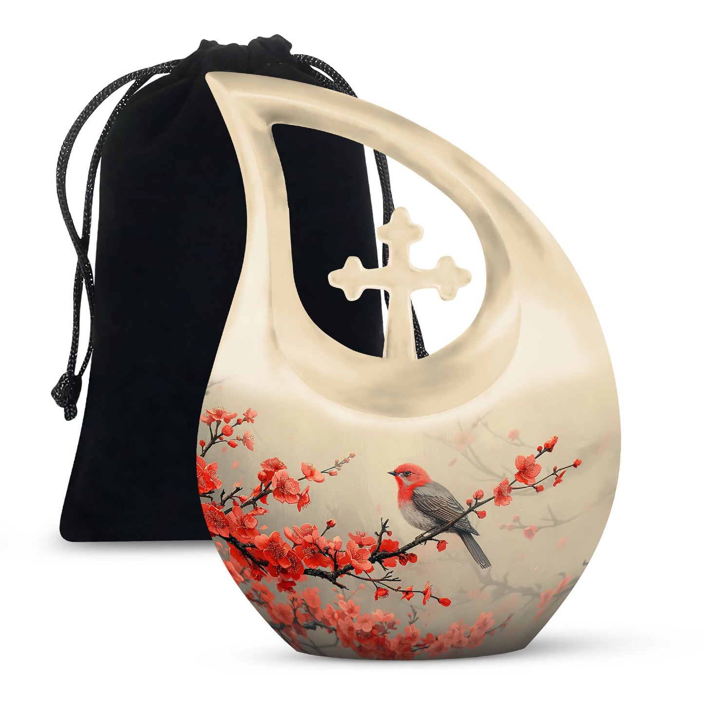 Sparrow themed Cross Drop large urn