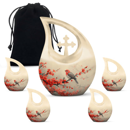 Sparrow themed Cross Drop large urn