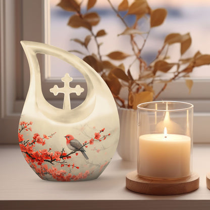 Sparrow themed Cross Drop large urn