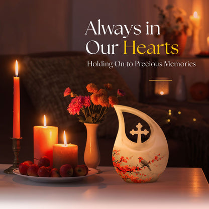 Sparrow themed Cross Drop large urn