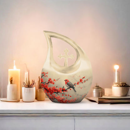 Sparrow themed Cross Drop large urn