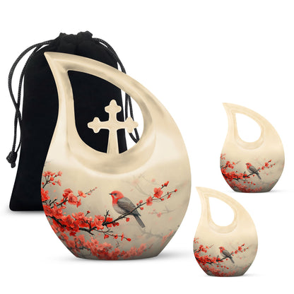 Sparrow themed Cross Drop large urn